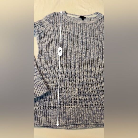 Talbots open knit chunky knit sweater women’s medium blue ivory - Picture 11 of 16